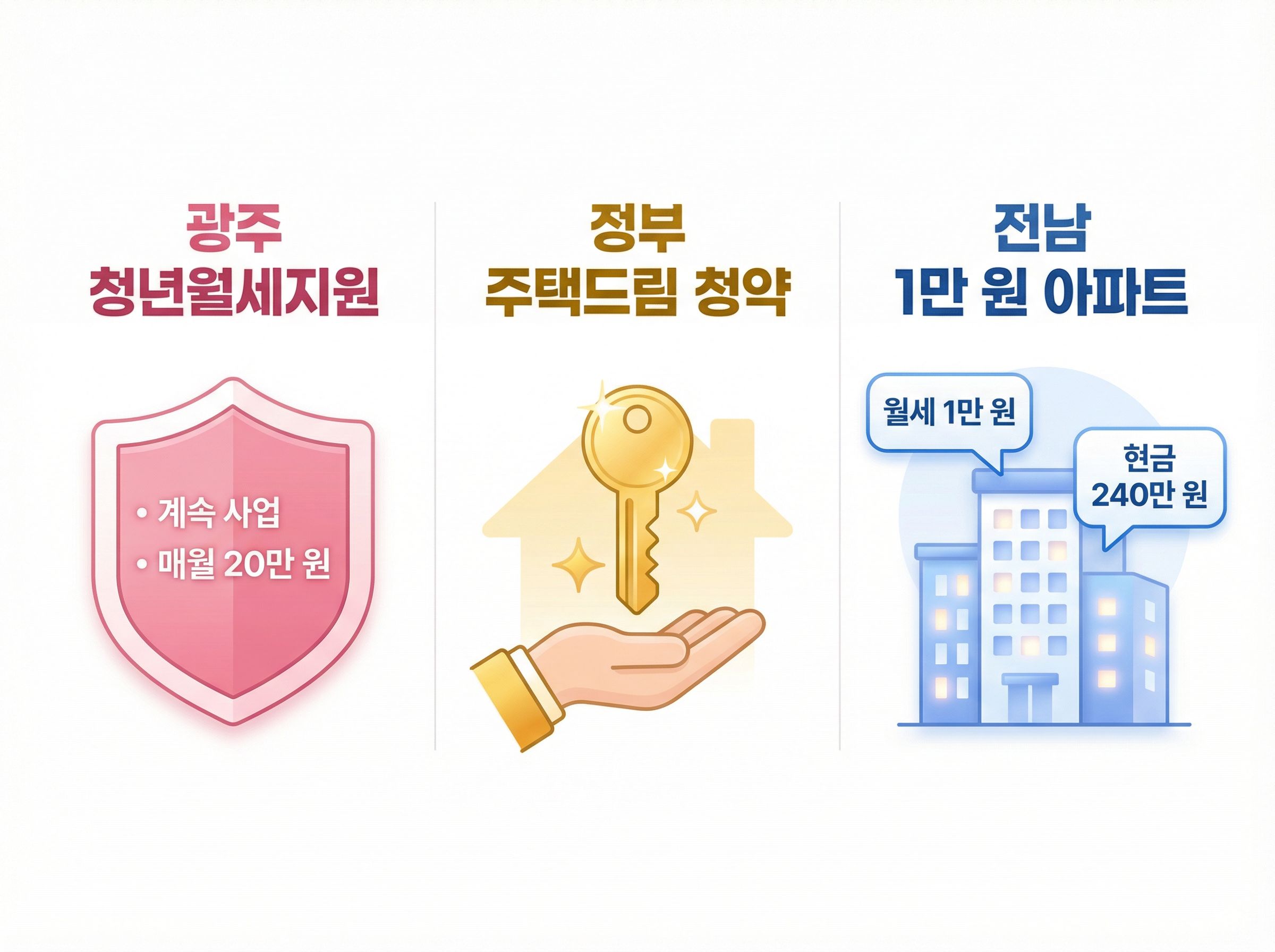 2026 광주 전남 청년 주거정책 비교 인포그래픽