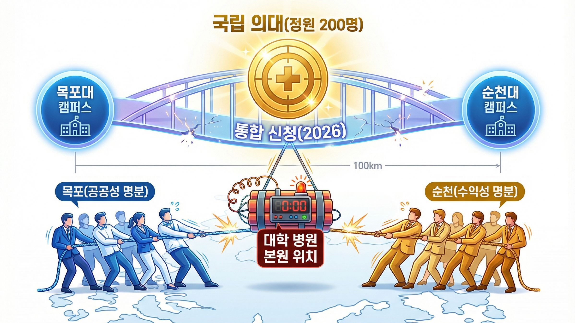 [데스크 진단] 목포대 순천대 통합, ‘의대’ 향한 청혼인가 ‘위장 결혼’인가