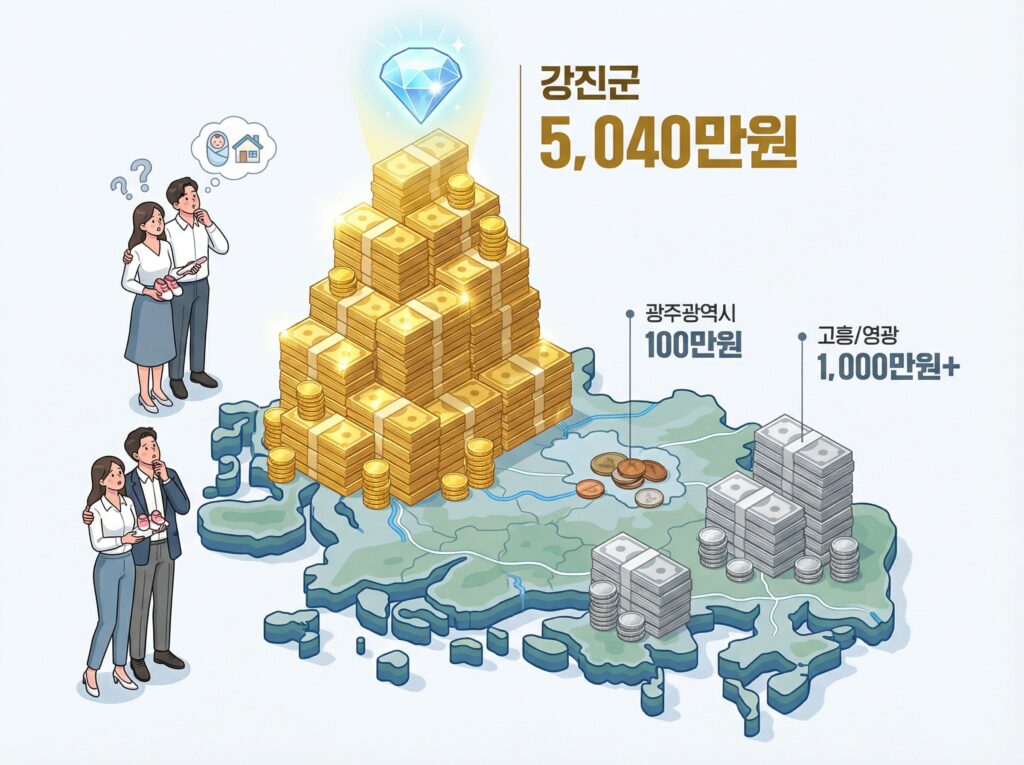 강진군 광주 고흥영광 출산지원금 계급도