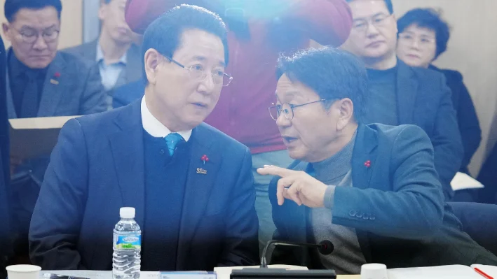 광주전남특별시 강기정 시장 김영록지사 대화 중