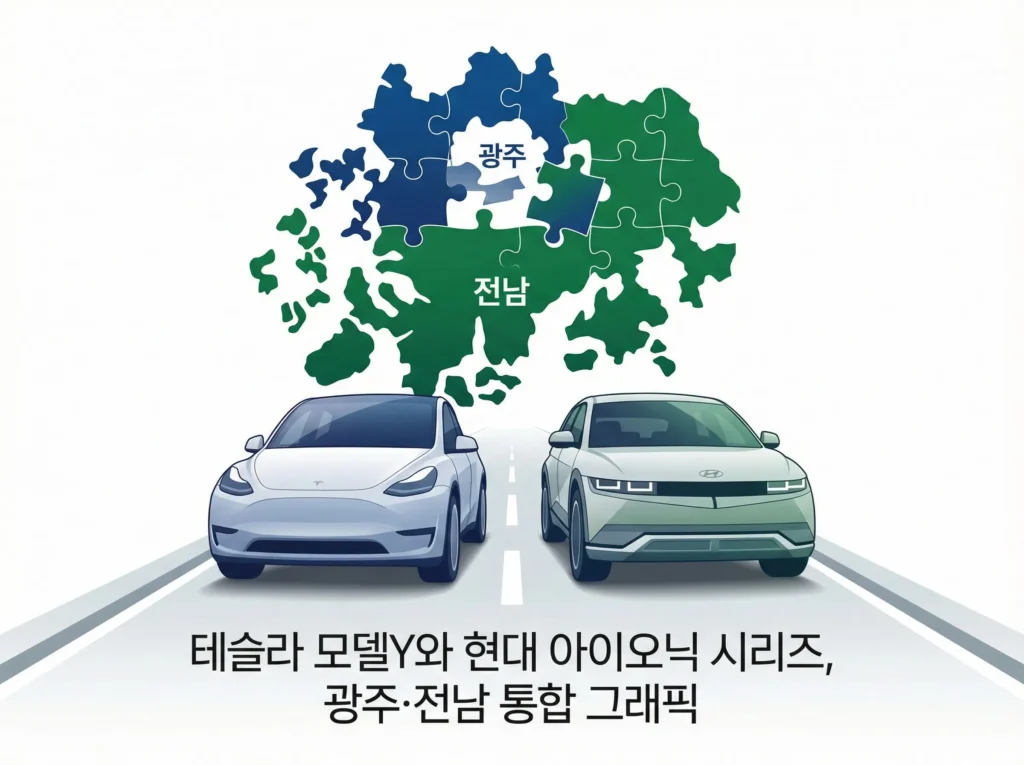 테슬라-아이오닉-광주-전남-지도위