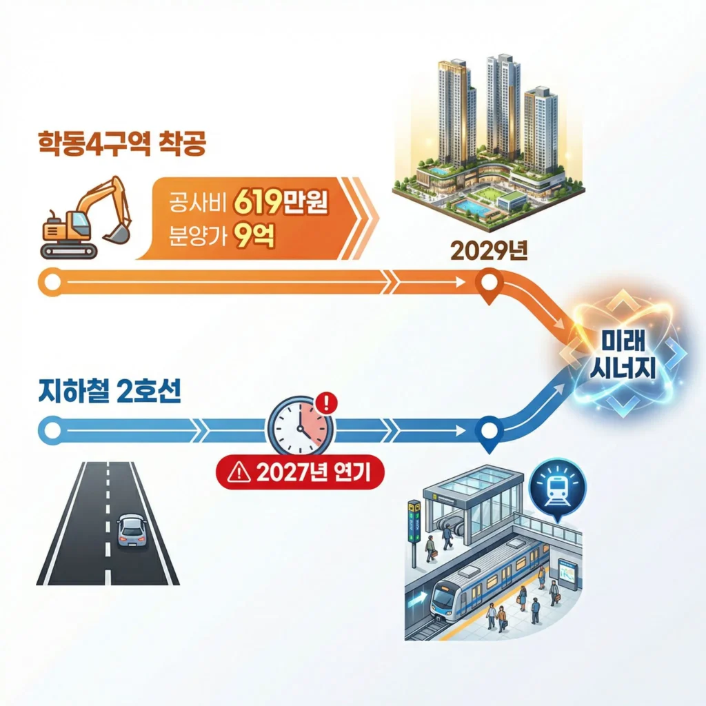 학동4구역-착공과 지하철 2호선 연장