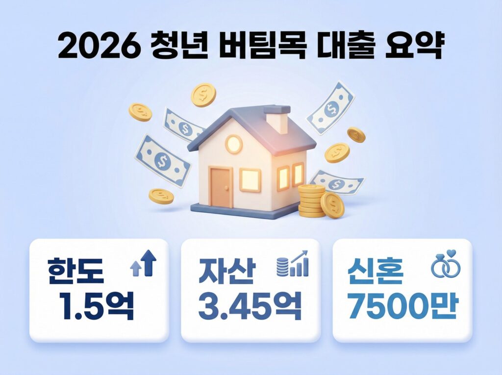 2026 청년 버팀목 전세자금대출 요약(한도, 자산, 신혼부부 소득 기준)