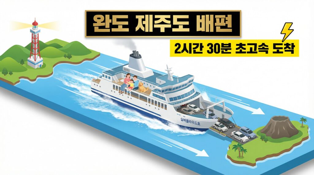 완도 제주도 배편 대표이미지(빠른 속도와 소요 시간 2시간 30분 강조)