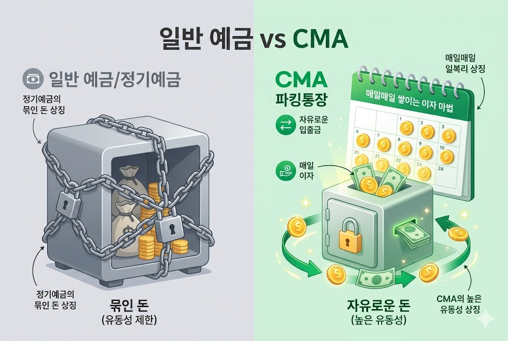 CMA 통장 일반 예금 통장 비교 핵심
