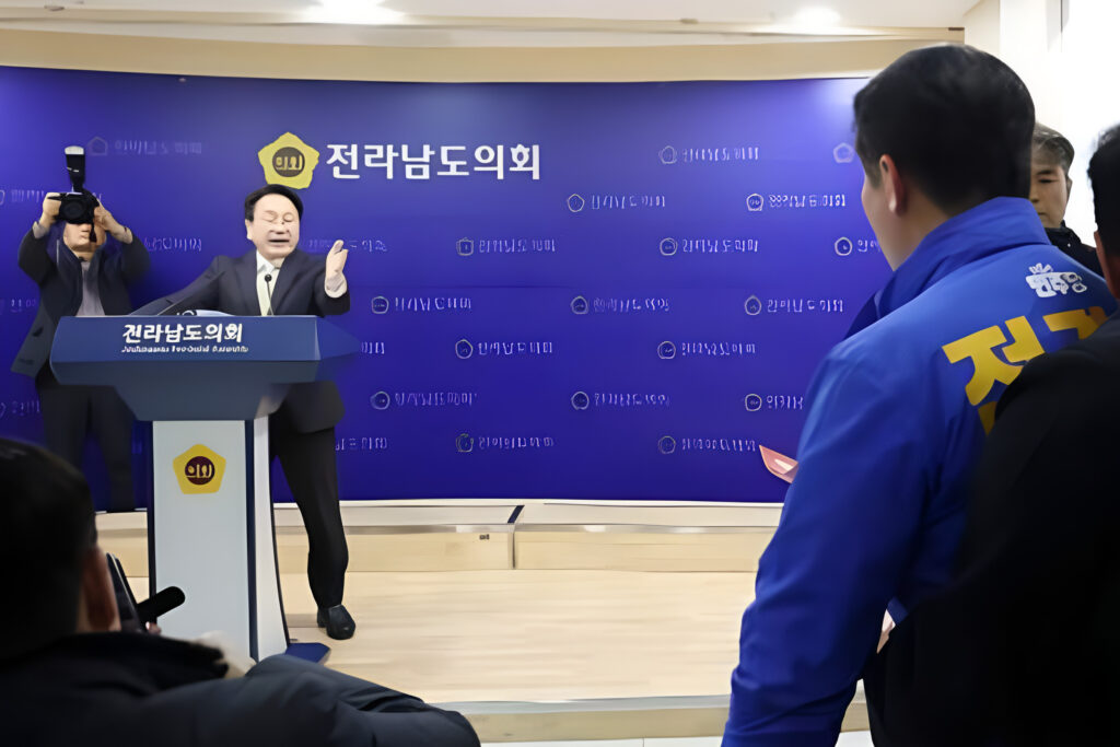 강기정 순천대 의대 관련 기자회견 마찰