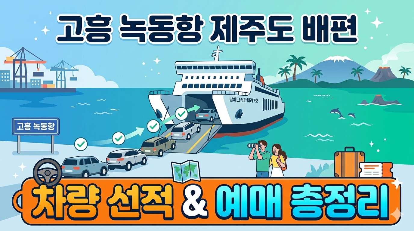 [2026] 고흥 녹동항 제주도 배편 차량 선적 요금 및 전국 항구 총정리