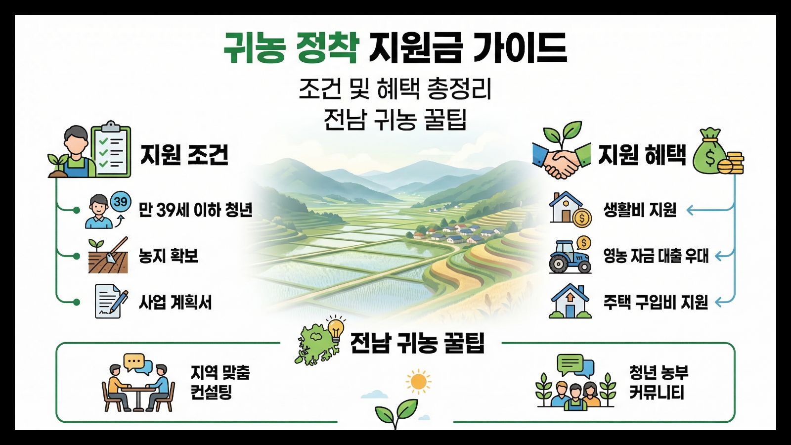 2026 귀농 정착 지원금 조건 및 혜택 (전남 귀농 꿀팁)