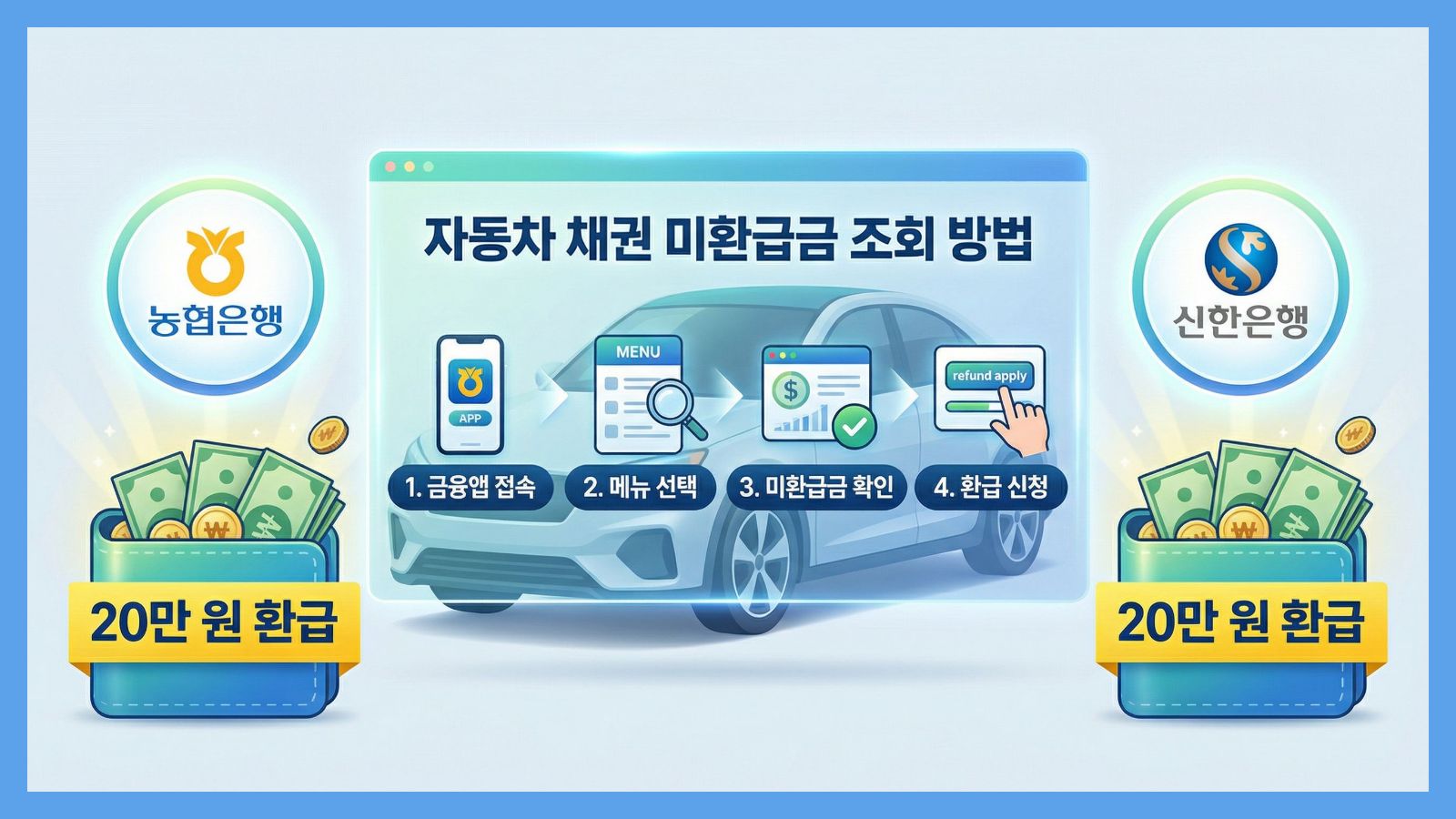 자동차 채권 미환급금 조회 방법 (농협/신한은행 20만 원 환급)