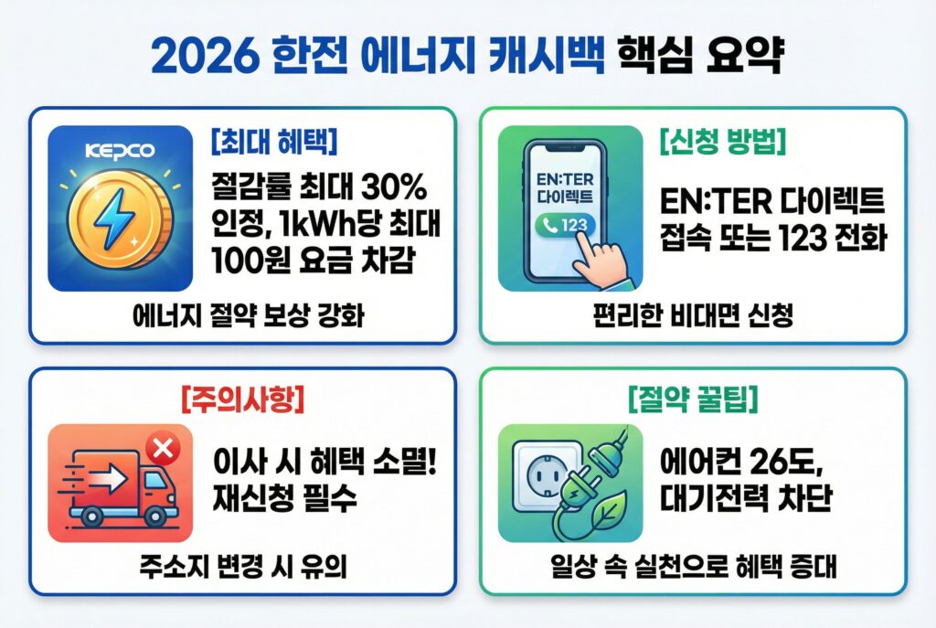 한전 에너지 캐시백 신청핵심 요약