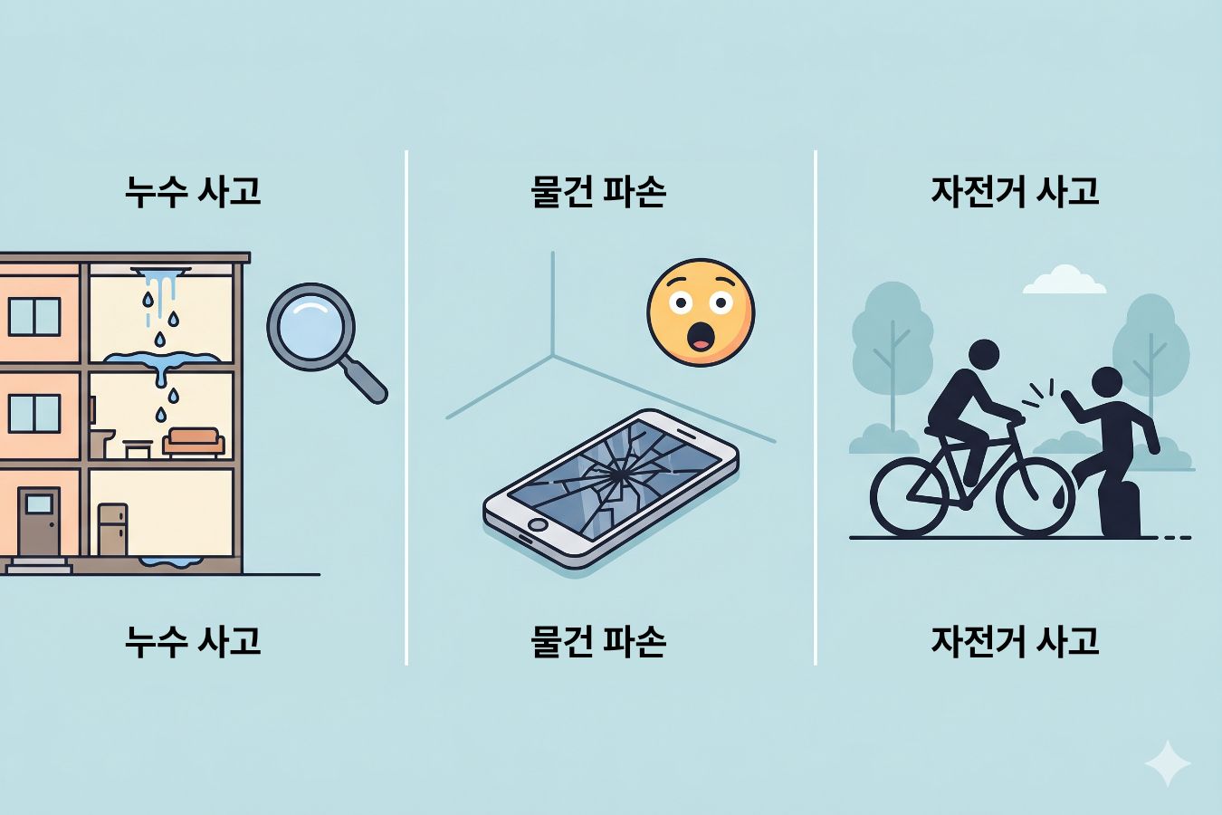 일상생활배상책임보험 보상 사례 및 면책 조항 인포그래픽